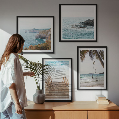 Mur de tableaux Escaliers, plage, vue sur la mer, balançoire