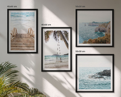 Mur de tableaux Escaliers, plage, vue sur la mer, balançoire