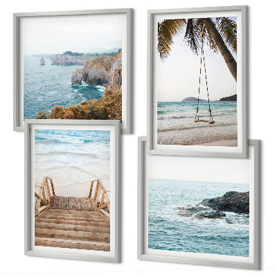 Mur de tableaux Escaliers, plage, vue sur la mer, balançoire