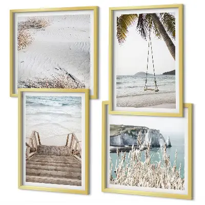 Tableau triptyque représentant un escalier de plage ensemble de 2 cadres