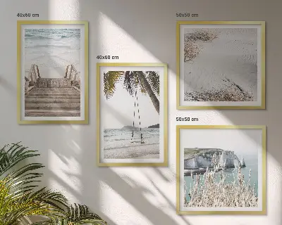 Tableau triptyque représentant un escalier de plage ensemble de 2 cadres