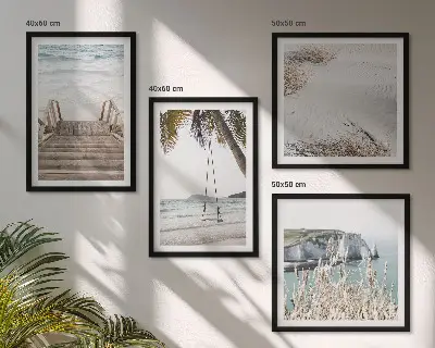 Tableau triptyque représentant un escalier de plage ensemble de 2 cadres