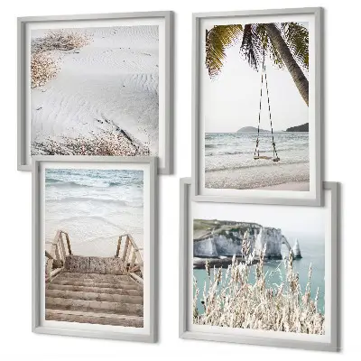 Tableau triptyque représentant un escalier de plage ensemble de 2 cadres