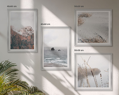 Ensemble de 4 tableaux Vagues abstraites, pastel gris, etc.