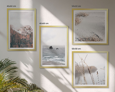 Ensemble de 4 tableaux Vagues abstraites, pastel gris, etc.