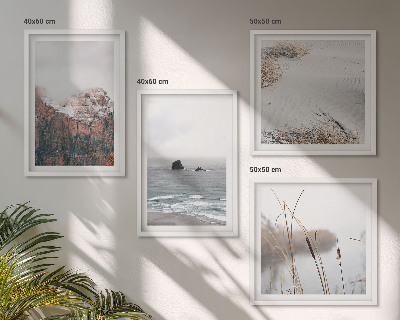 Ensemble de 4 tableaux Vagues abstraites, pastel gris, etc.