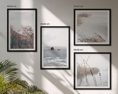 Ensemble de 4 tableaux Vagues abstraites, pastel gris, etc.