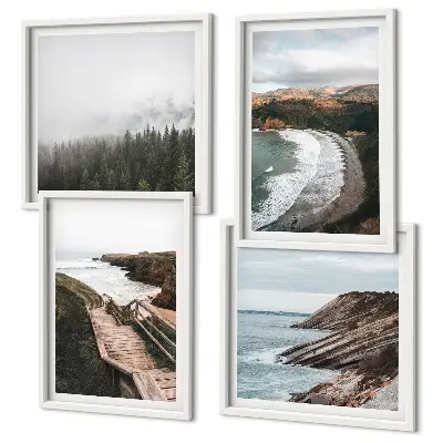 Mur de tableaux vues sur les falaises et paysages de plage