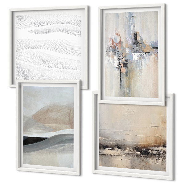 Ensemble de 4 tableaux Motifs terrestres abstraits