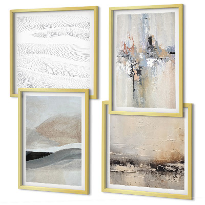 Ensemble de 4 tableaux Motifs terrestres abstraits