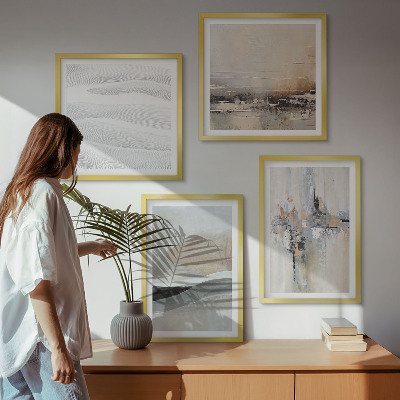 Ensemble de 4 tableaux Motifs terrestres abstraits