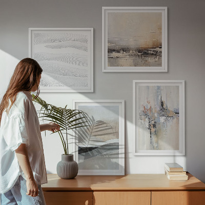 Ensemble de 4 tableaux Motifs terrestres abstraits