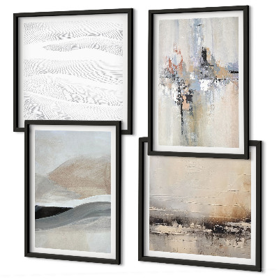 Ensemble de 4 tableaux Motifs terrestres abstraits