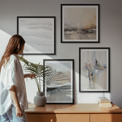 Ensemble de 4 tableaux Motifs terrestres abstraits