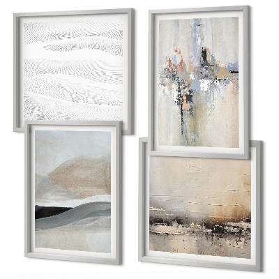 Ensemble de 4 tableaux Motifs terrestres abstraits