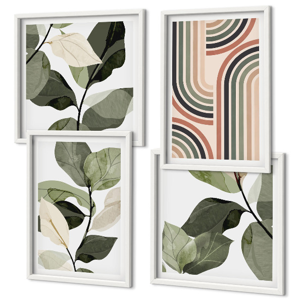 Mur de tableaux Motifs végétaux géométriques