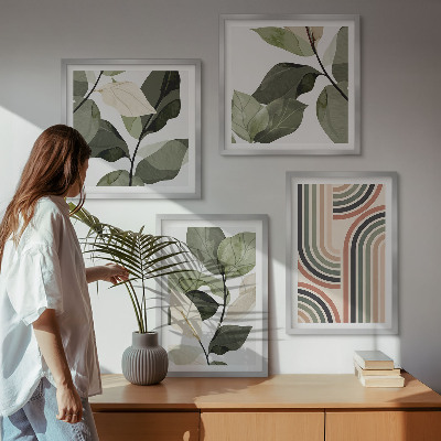 Mur de tableaux Motifs végétaux géométriques