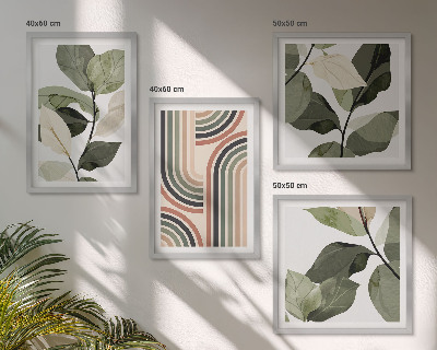 Mur de tableaux Motifs végétaux géométriques