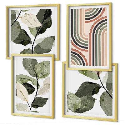 Mur de tableaux Motifs végétaux géométriques