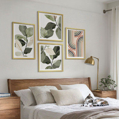 Mur de tableaux Motifs végétaux géométriques
