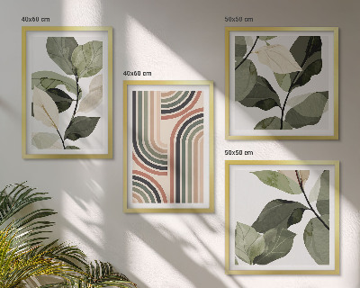 Mur de tableaux Motifs végétaux géométriques