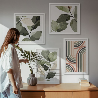 Mur de tableaux Motifs végétaux géométriques