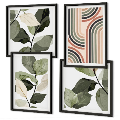 Mur de tableaux Motifs végétaux géométriques