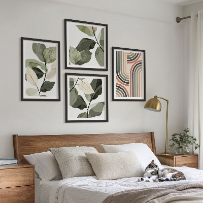 Mur de tableaux Motifs végétaux géométriques