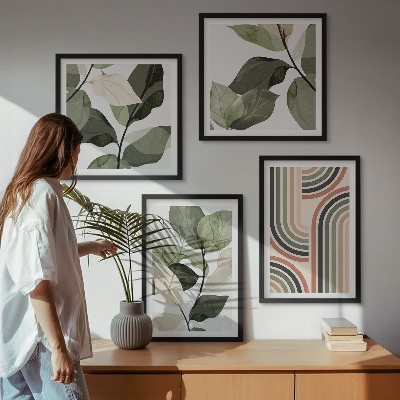 Mur de tableaux Motifs végétaux géométriques