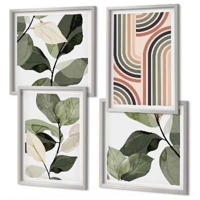Mur de tableaux Motifs végétaux géométriques