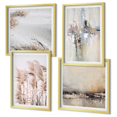 Ensemble de 4 tableaux Motifs abstraits de végétation