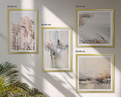 Ensemble de 4 tableaux Motifs abstraits de végétation