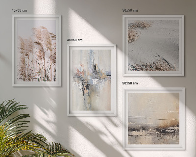 Ensemble de 4 tableaux Motifs abstraits de végétation