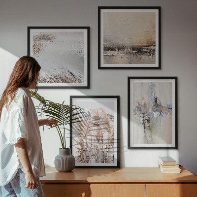 Ensemble de 4 tableaux Motifs abstraits de végétation