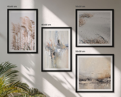 Ensemble de 4 tableaux Motifs abstraits de végétation