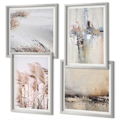 Ensemble de 4 tableaux Motifs abstraits de végétation