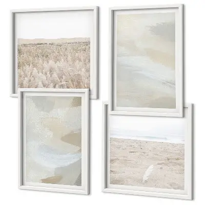 Fond abstrait aux traits délicats tableau polyptyque 2 cadres