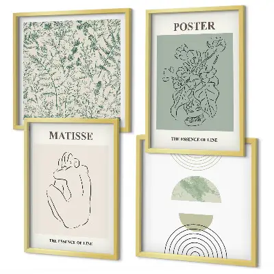 Ensemble de 4 tableaux motifs minimalistes aux lignes végétales
