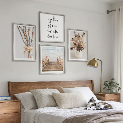 Ensemble de 4 tableaux Fleurs, branches, minimalisme, nature