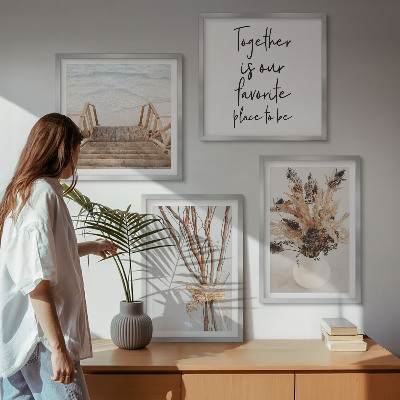 Ensemble de 4 tableaux Fleurs, branches, minimalisme, nature