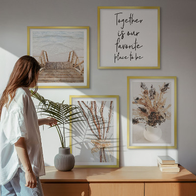 Ensemble de 4 tableaux Fleurs, branches, minimalisme, nature