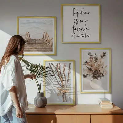 Ensemble de 4 tableaux motifs de fleurs et branches au style minimaliste inspiré par la nature