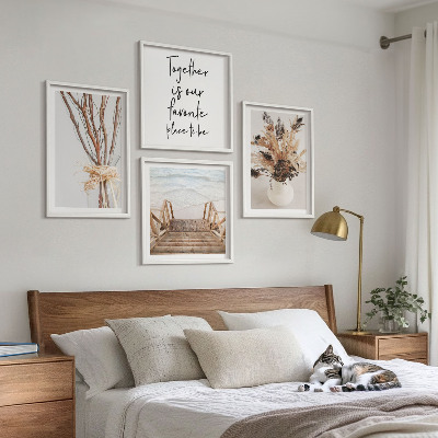 Ensemble de 4 tableaux Fleurs, branches, minimalisme, nature