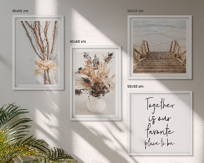 Ensemble de 4 tableaux Fleurs, branches, minimalisme, nature