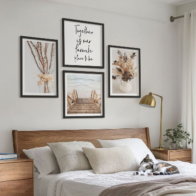 Ensemble de 4 tableaux Fleurs, branches, minimalisme, nature
