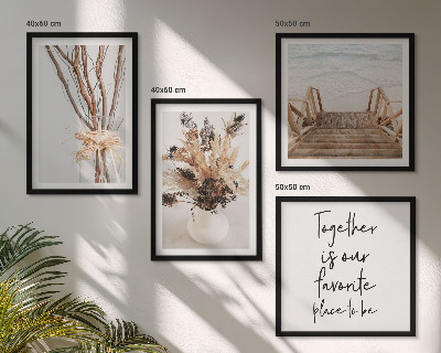 Ensemble de 4 tableaux Fleurs, branches, minimalisme, nature