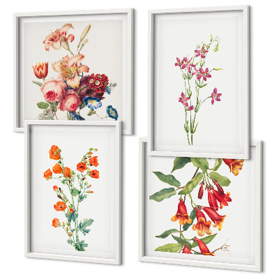 Mur de tableaux Peinture de fleurs style rétro