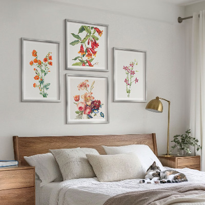 Mur de tableaux Peinture de fleurs style rétro