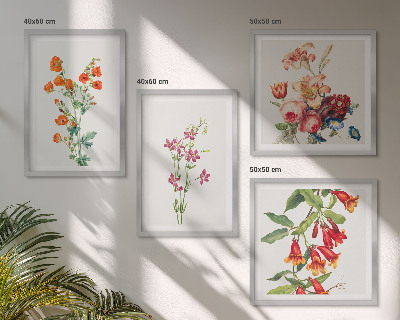 Mur de tableaux Peinture de fleurs style rétro