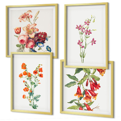 Mur de tableaux Peinture de fleurs style rétro